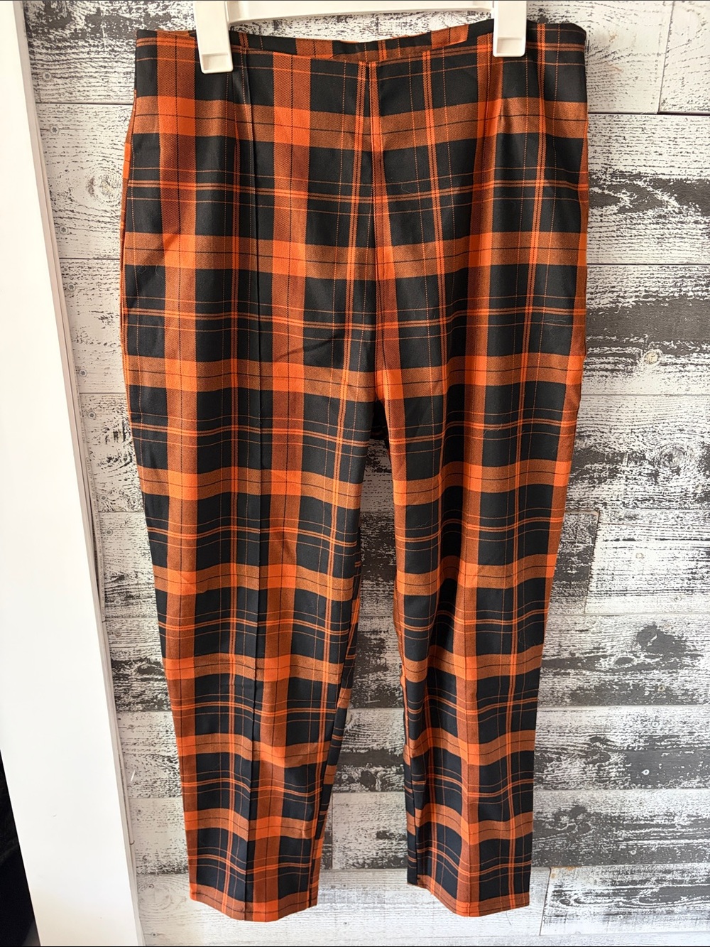 NWOT women’s Collectif Orange and Black Plaid Pants - Classic Tailored Fit